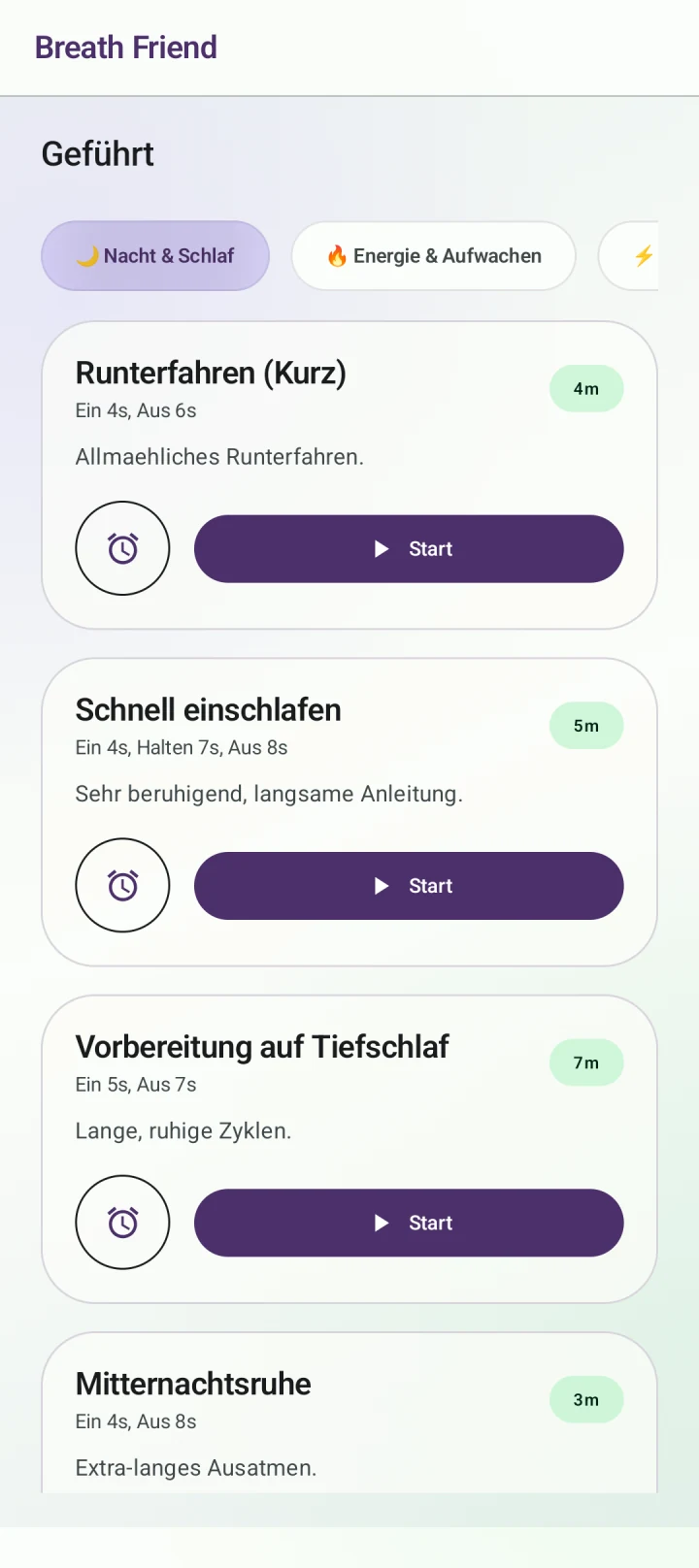 Vor dem Schlafen abschalten · Runterfahren (Kurz)