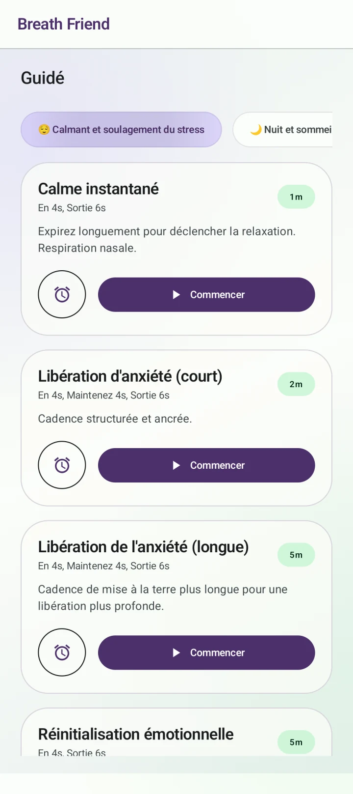 Retrouver du calme · Calme instantané