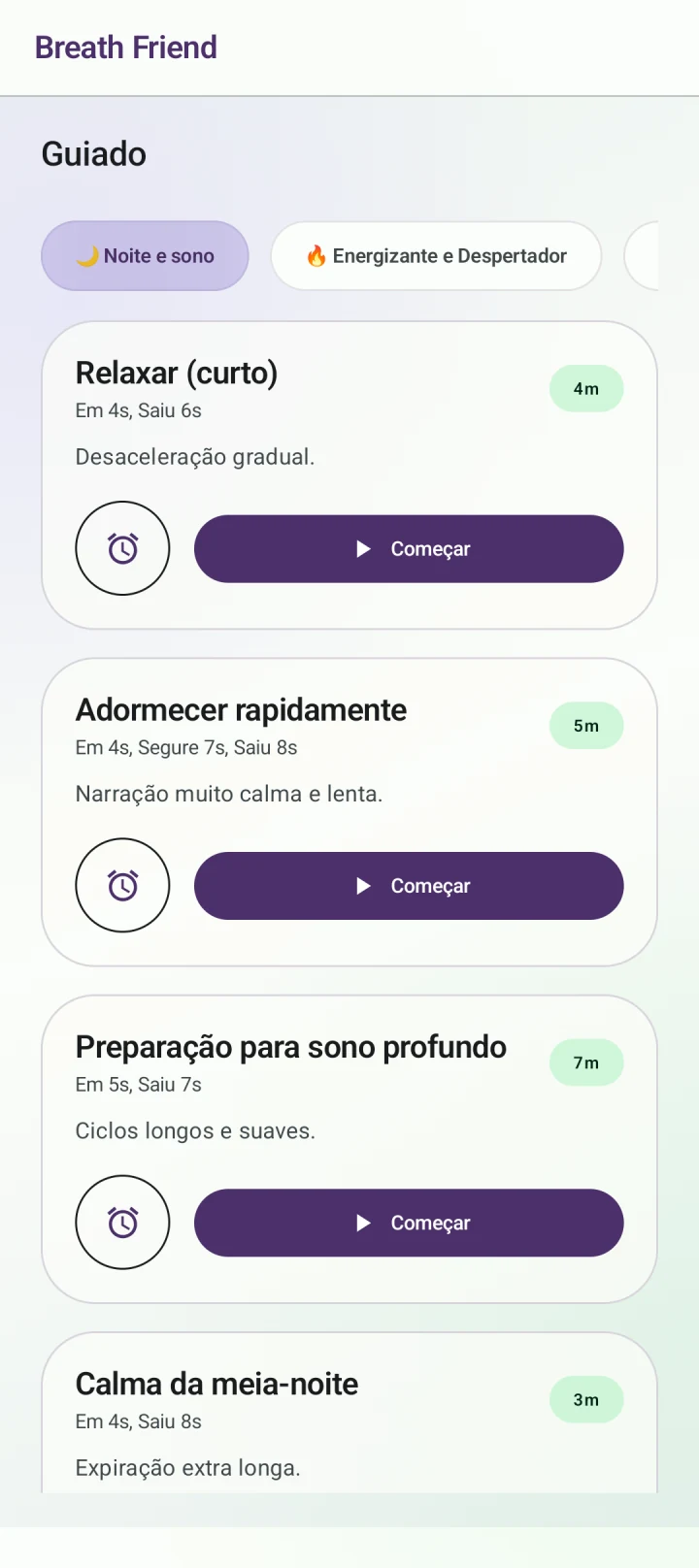 Desacelerar antes de dormir · Relaxar (curto)