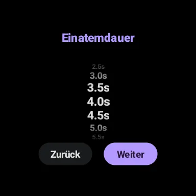 Auswahl für die Einatemdauer auf Wear OS