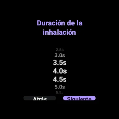 Selector de duración de la inhalación en Wear OS