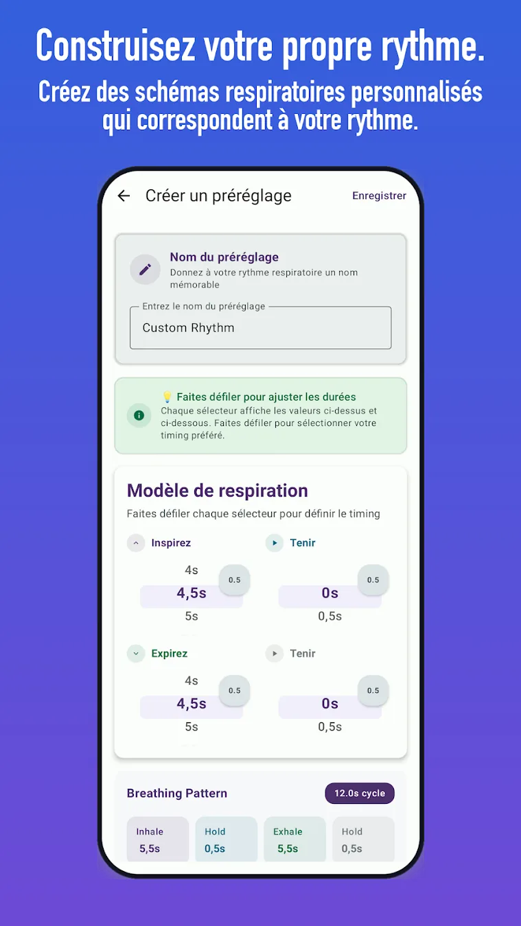 Éditeur d’exercices prédéfinis BreathFriend sur Android