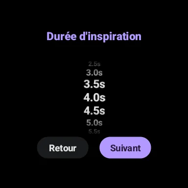 Sélecteur de durée d’inspiration sur Wear OS