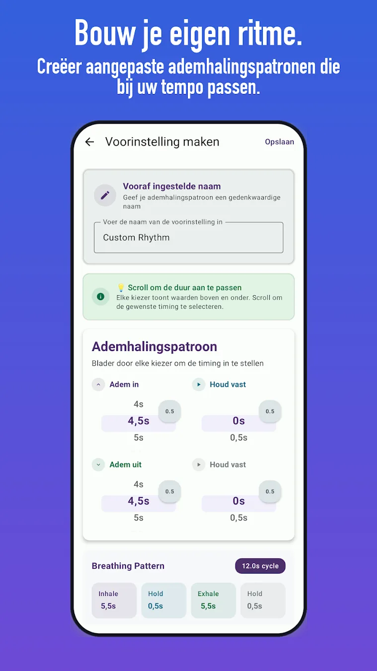 Editor voor BreathFriend-patronen op maat in Android