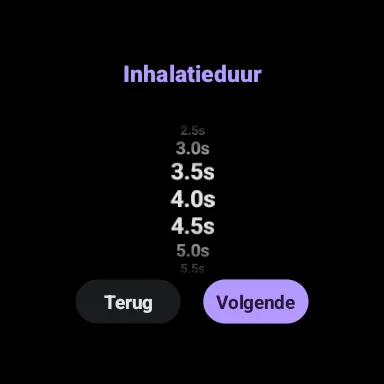 Keuze van de inademingsduur op Wear OS