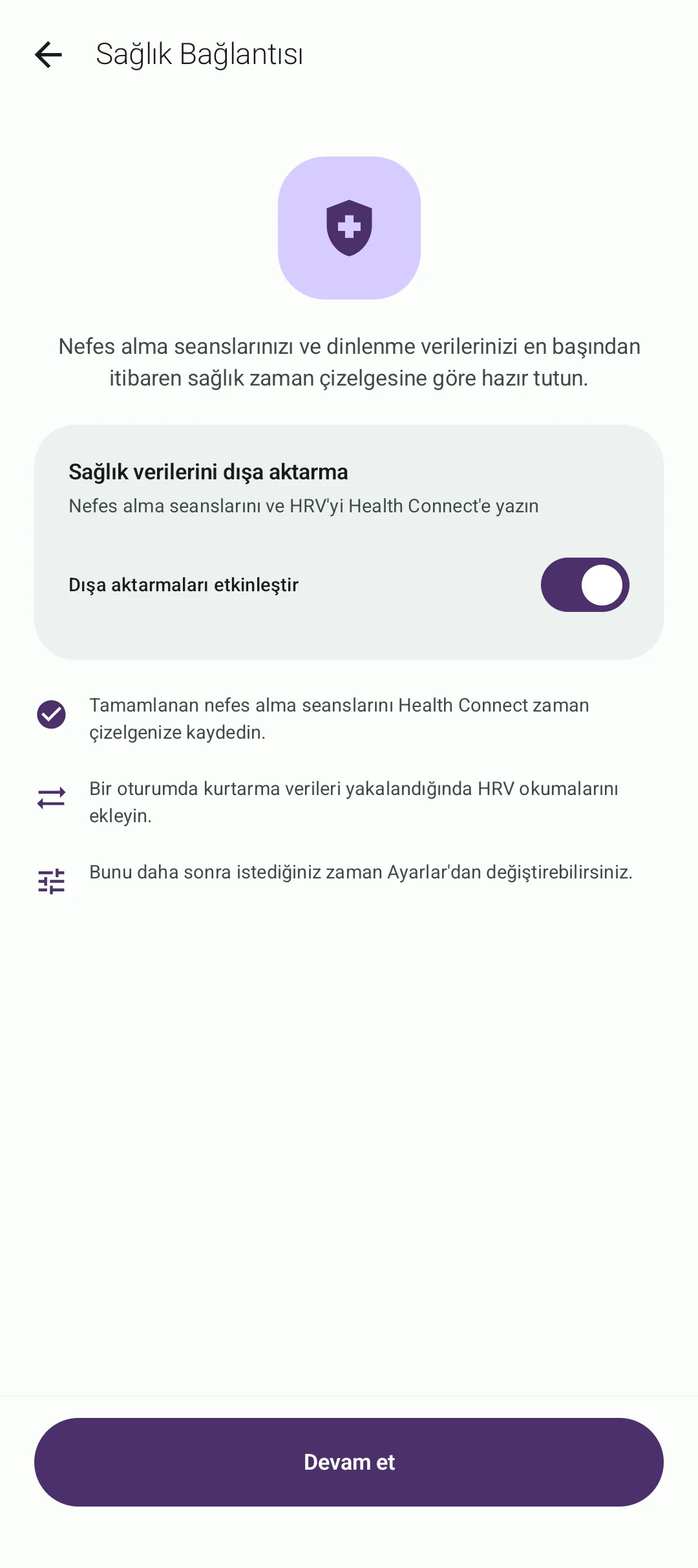 BreathFriend Health Connect başlangıç ekranı